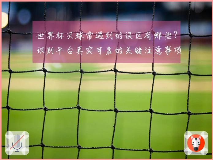 世界杯买球常遇到的误区有哪些？识别平台真实可靠的关键注意事项